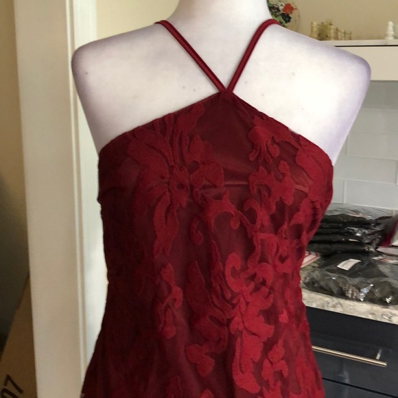 Burgundy Gentle Lace Halter corset back - Picture 6 of 10